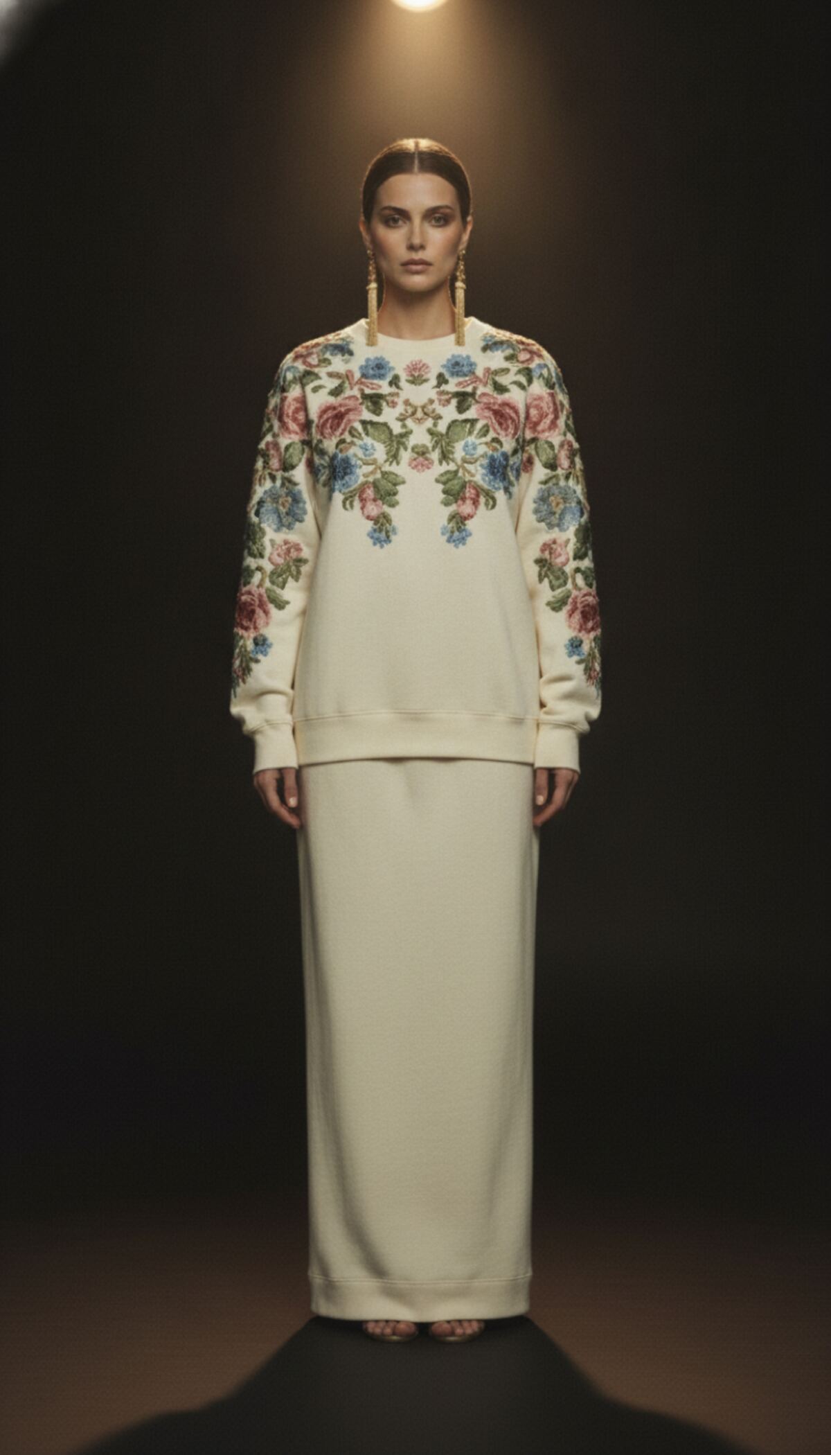 The Garden — embroidered ivory sweatshirt